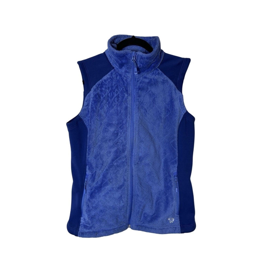 Mountain Hardwear Woman Blue Monkey Fleece Vest Full‎ Zip Quilted Womens Medium